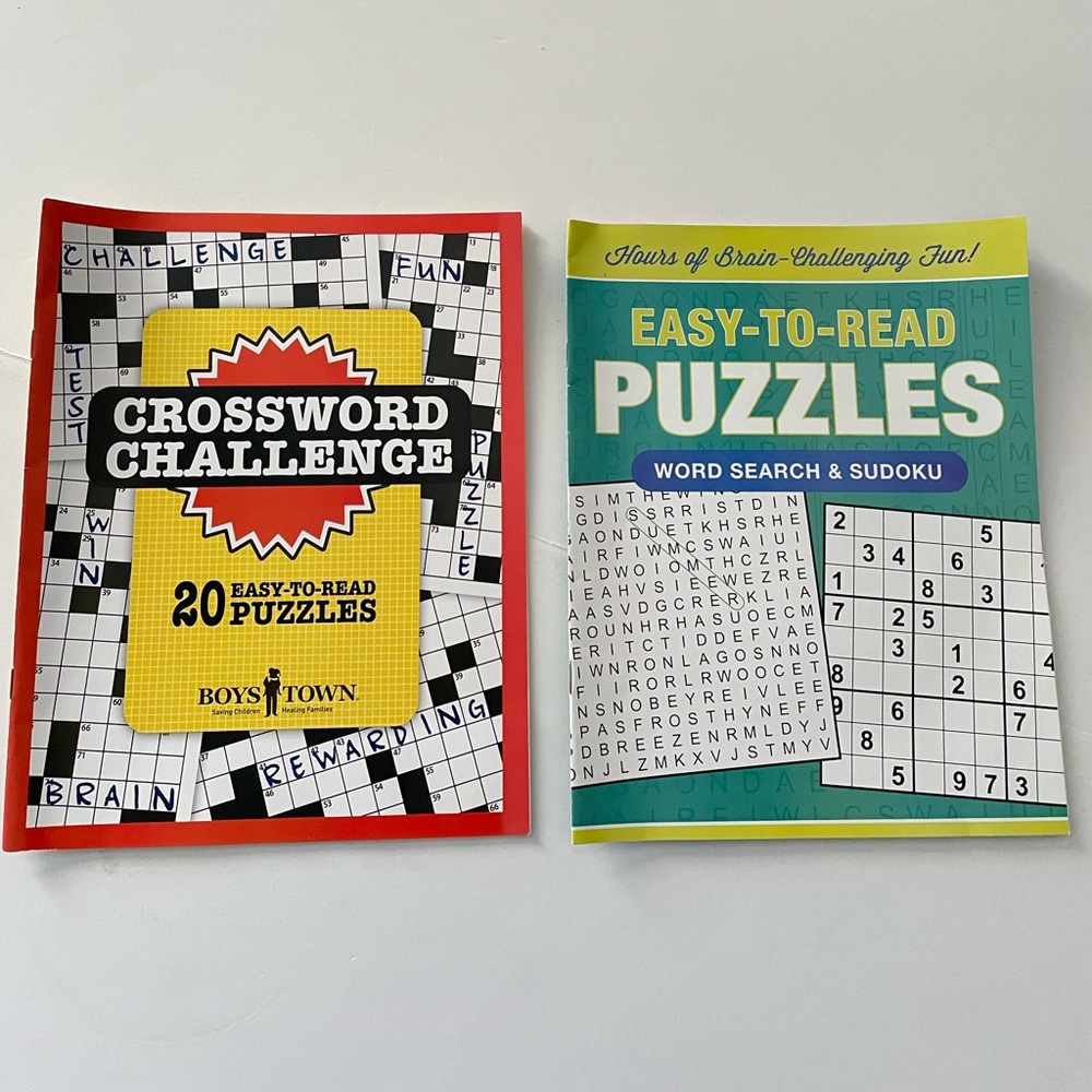 Crossword Challenge and Easy-to-Read Puzzles, Set of 2